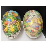 2 Vintage W. Germany  Paper Mache LG Easter Eggs