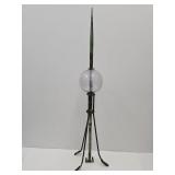32" Primitive Lightning Rod w Lavendar Glass Ball