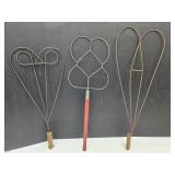 3 Primitive Rug Beaters