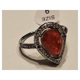 Sterling Silver Over Jewelers Bronze Ruby Ring S 9