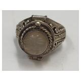 925 Silver Sz.4.5  Moon Locket Ring