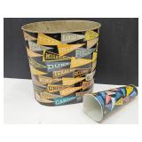 Vintage Metal College Trash Can &   Cheer Horn