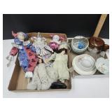 Court Jester, Dolls, Vintage GLassware +