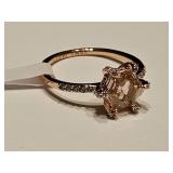 Pink Sapphire & Austrian Crystal Ring 10KG Over