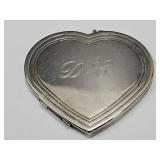 Vintage Silver Tone Heart Compact