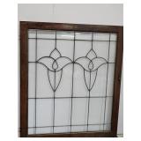 Antique Cabinet Door Window W Lead  34 x40