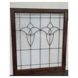 Antique Cabinet Door Window W Lead  34 x40