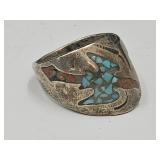 Sterling Silver & Turquoise Eagle Ring SZ 7.5