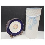 Umbrella Stand & Homer Laughlin 22K G Trim Plate