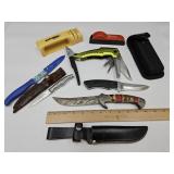 Knife LOT Damascus w Sheath, Magnus, Sharpener +