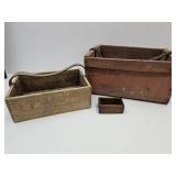 3 Primitive Boxes  12.5" Gold Medal 10.5"  Mini +