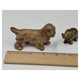 Cast Iron Dog  3 1/2"  & Brass Miniature Elephant