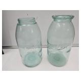 2 Vintage Half Gal Ball Jars,  Wax Seal Has Chip