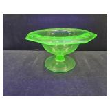 Uranium Etched  Depression Glass Compote