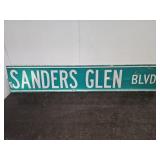 Metal Sign 2 Sided SANDERS GLEN BLVD 9 x 48"