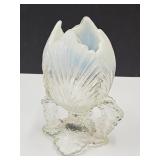 Northwood Opalescent Flint Tulip Glass Vase 6"h
