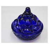Cobalt Covered Glass Candy Dish  6.5" L