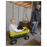 John Deere Pull Wagon w Wood Side Rails