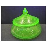 Uranium Swirl Glass Candy Dish with Lid