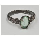 Sterling Silver w Aquamarine? Stone SZ4