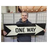 Vintage  ONE WAY Metal Sign  36 x 12"