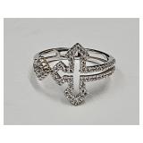 Sterling Silver CZ Crtoss JTV  Ring  SZ 8.5