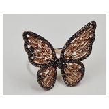 Black & Orange  Spinel JTV  Ring Size 8