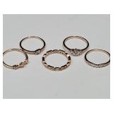 Rose Gold Over Sterling 5 RingS SZ 9