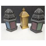 3 Pretty Metal Candle LAnterns 12"-13"h