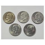 5 Eisenhower Silver Dollar Coins See Dates