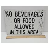 VTG Metal Sign  NO FOOD OR BEVERAGES IN AREA 14" 1