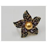 JTV GOld Tone Off Park FLower Ring Sz. 8