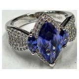 JTV BLue & White CZ Stelring Ring Sz. 8