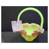 Beautiful Uranium Fenton Burmese Glass Basket  6"