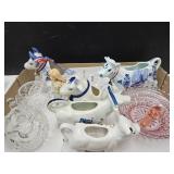 Lot of Vintage Cow Creamers,Bottle Stopper, Vase+