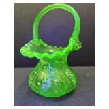 Vintage Uranium  Kanawha 6.5" W Glass Basket