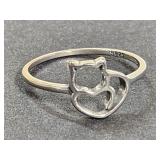 New .925 Silver Cat Ring Sz 8