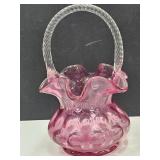Fenton Glass Basket Mullberry 5" W