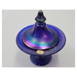 Beautiful Imperial Cobalt Glass Covered Candy Dis