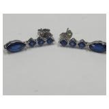 Sterling Silver Earrings 1"  W Saphire wt 2.43g