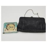 Lensatic COmpass & Vintage Purse 9"w