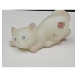 Hand Painted & Signed Fenton Cat