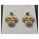 10KG Over Silver Diamond Mickey Mouse Earrings