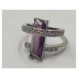 Sterling Silver  & Amethyst Ring SZ 8