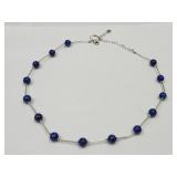 Sterling Silver Necklace With Lapis  20"