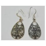 Sterling Silver Earrings 1 1/2"   Mercasite 4 g
