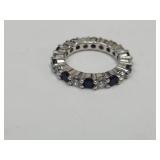 Sterling Silver Ring  W Saphire & CZ SZ 4