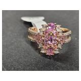 10KG Over Jewelers Bronze Pink Sapphire Ring Sz 8