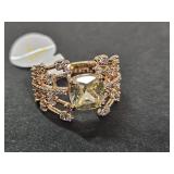 10 KG Over Sterling Silver Yellow Crystal Ring S 7