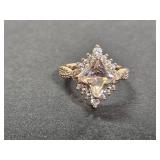 10 KG Over Sterling Silver Pink QWuartz Ring S 7.5